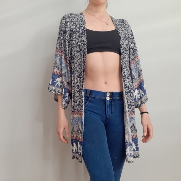 Boho Elephant Kimono Top - Picture 2 of 6
